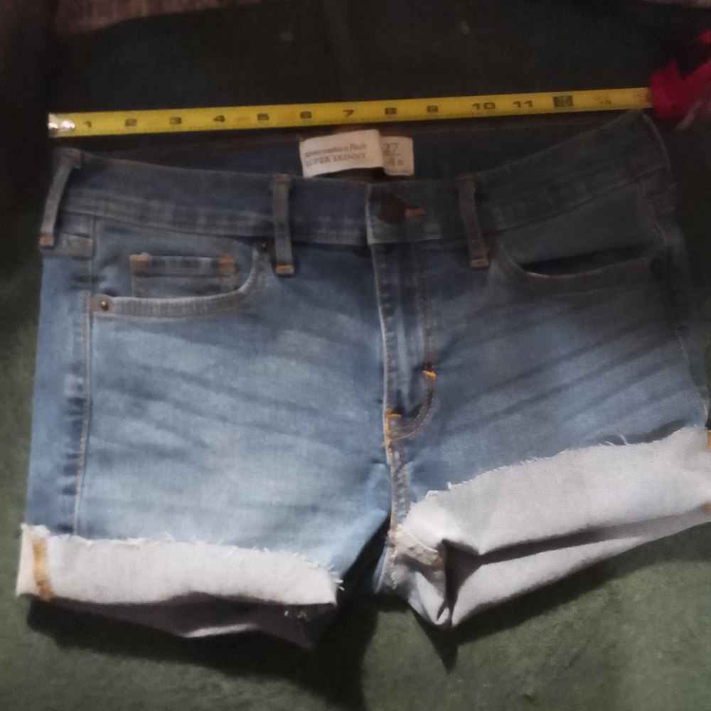Abercrombie & Fitch Light‎ Blue Rolled-Hem Denim Shorts